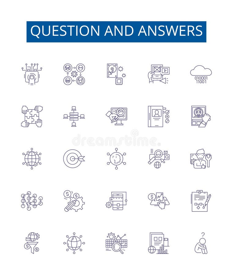 Question and answers line icons signs set. Design collection of Questions, Answers, Quiz, Inquiry, Reply, Answerable stock illustration