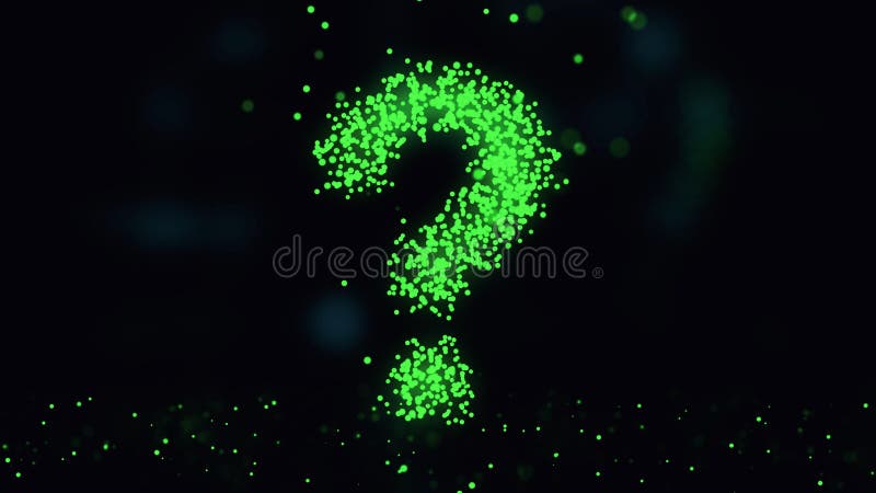 Question mark. Animation of plexus network from question symbol on colorful background with flowing of plexus particles stock illustration