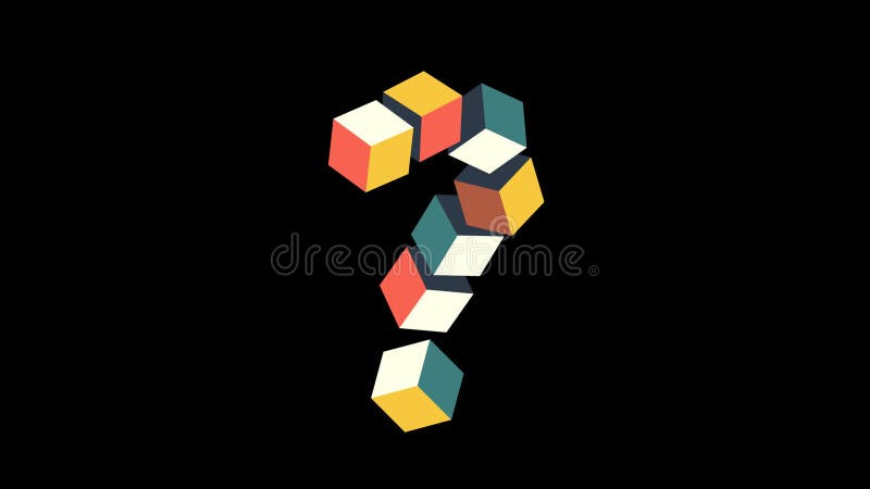 Question mark, cubes form animation. HD with alpha channel, simply drop this file into project vector illustration