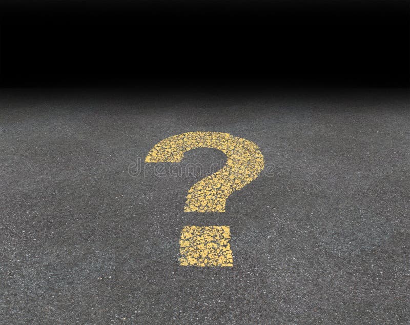Question Mark Painted On A Road stock photo