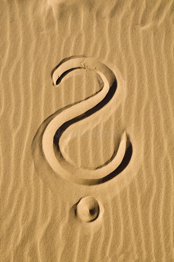 Question mark in the sand