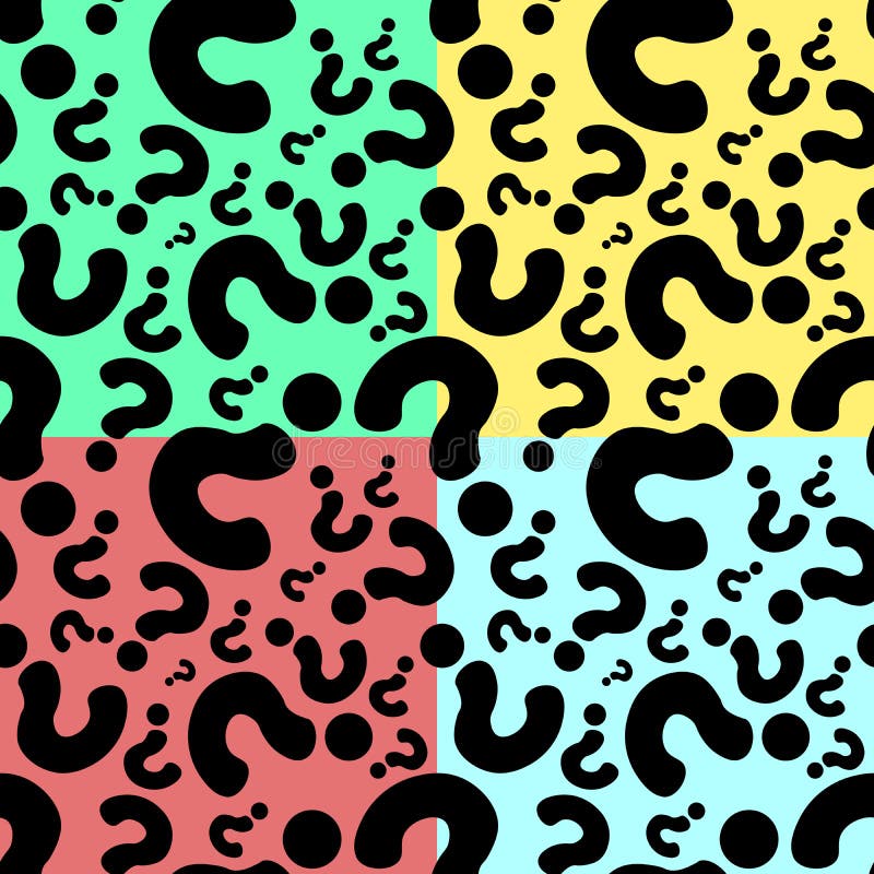 Question mark seamless pattern set isolated on colors backgrounds. Vector seamless pattern with question marks. stock illustration