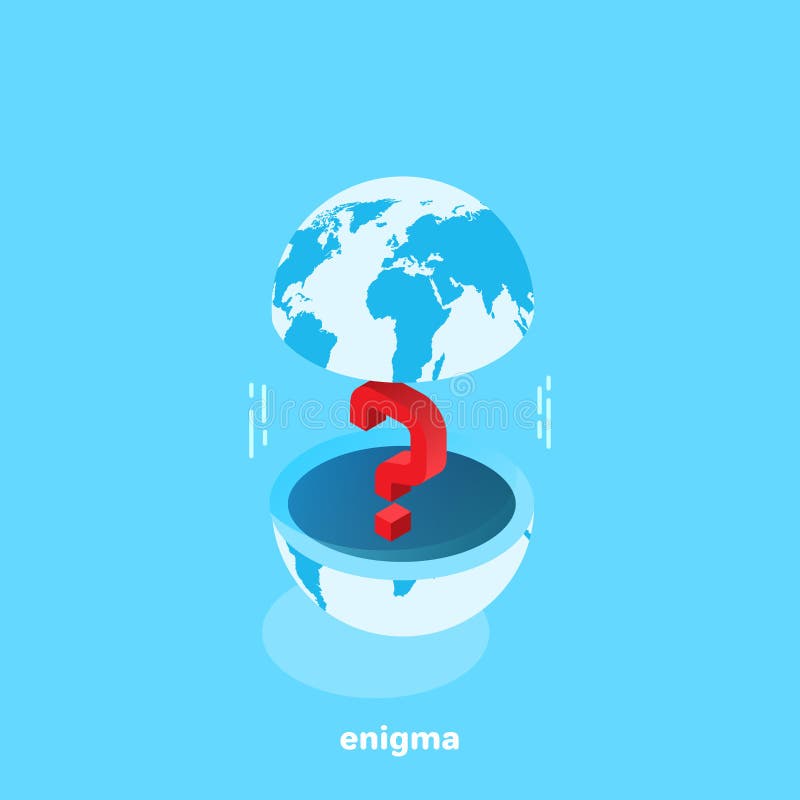 Question mark between the upper and lower halves of the globe royalty free illustration Question mark between the upper and lower halves of the globe royalty free illustration