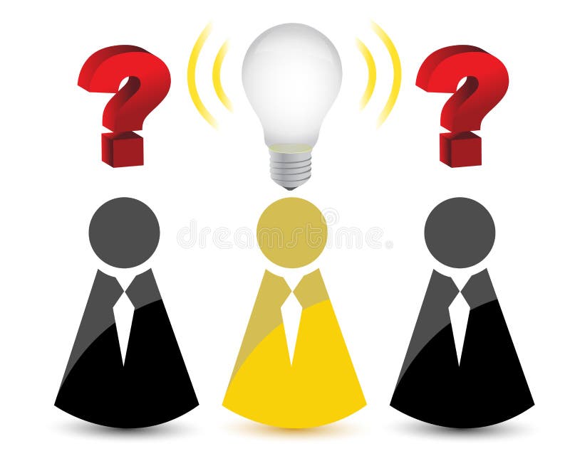 Question marks and a light bulb idea vector illustration Question marks and a light bulb idea vector illustration