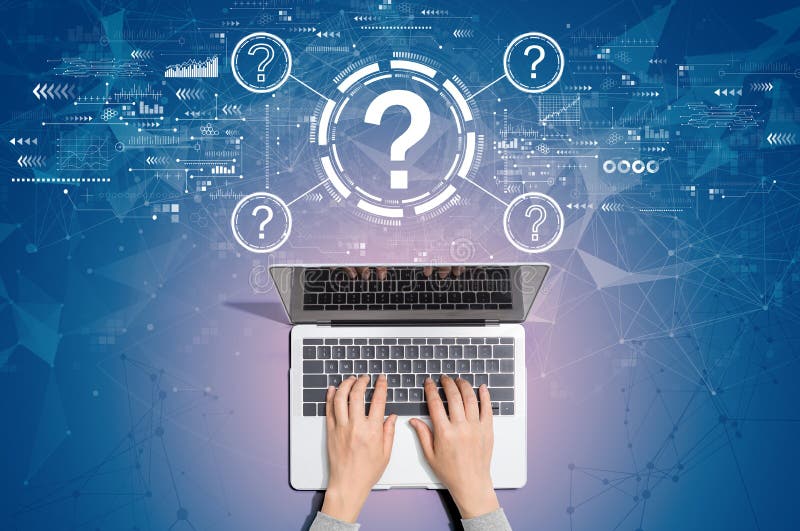 Question Marks With Person Using Laptop Stock Photo Image Of Minimal question-marks-with-person-using-laptop-stock-photo-image-of-minimal