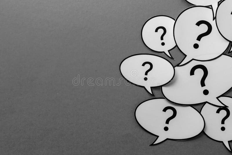 Question marks on speech bubbles side border royalty free stock images