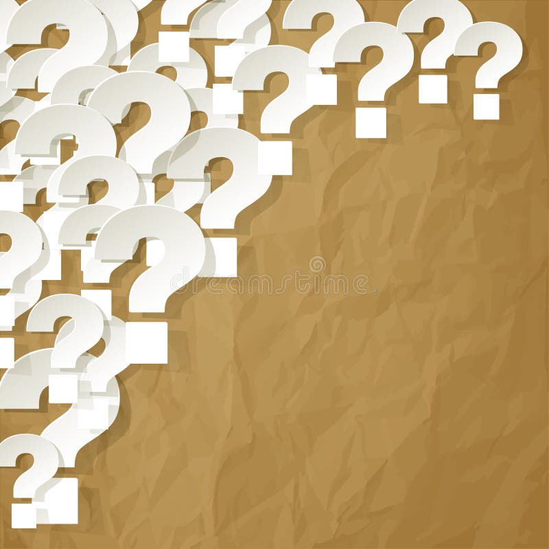 Question Marks white in the corner on a crumpled paper brown background vector illustration Question Marks white in the corner on a crumpled paper brown background vector illustration