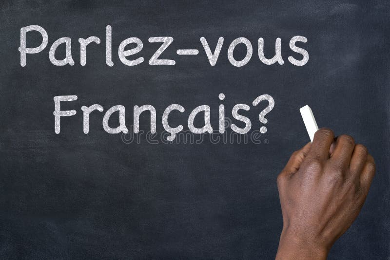 Parlez Vous Francais Writing Hand Blackboard Stock Photo - Image of ...