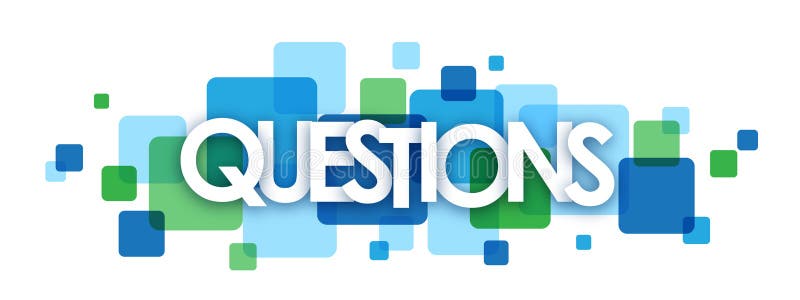 QUESTIONS bleues et bannière de recouvrement verte de places