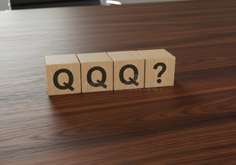Questions concept wooden blocks with question marks on wooden table for learning and education 3d render stock illustration