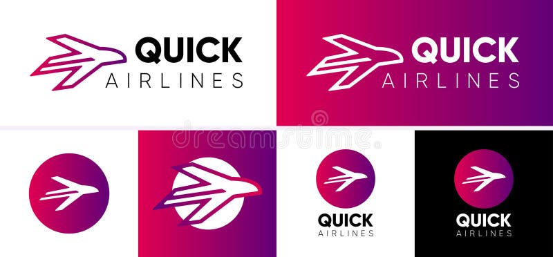 Quick airlines logotype. air plane logo icon with the shape of a Jet Airplane Tail in a creative way. vector illustration