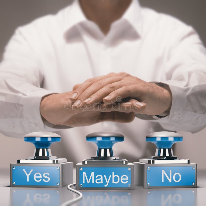 Quick Decision Making and Indecision Concept. Yes, No and Maybe vector illustration