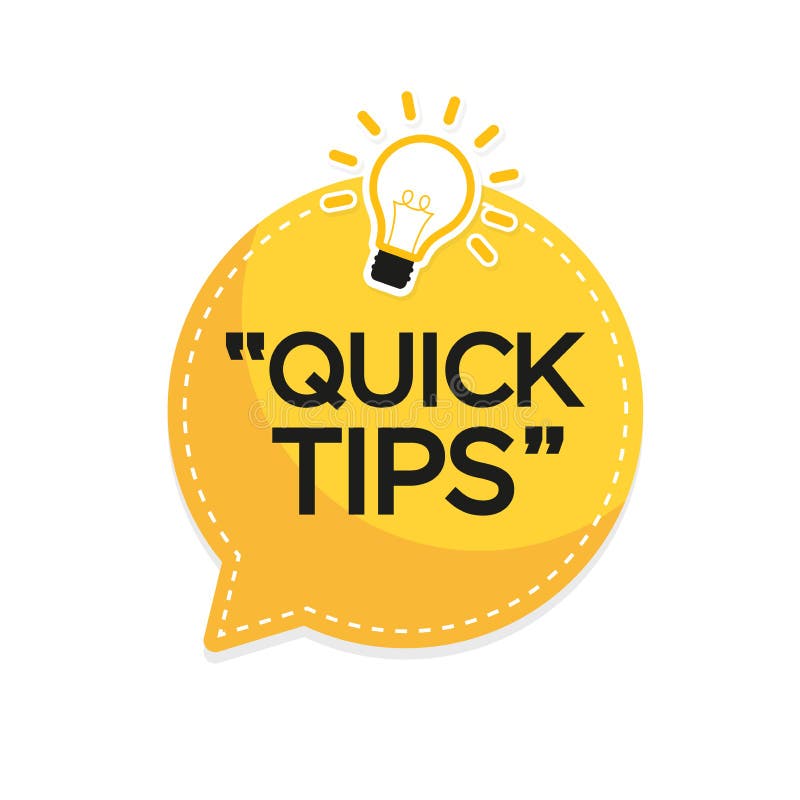 Quick Tips banner with light bulb. Vector background