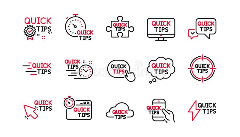 Quick Tips Line Icons. Helpful Tricks, Solution and Quickstart Guide ...
