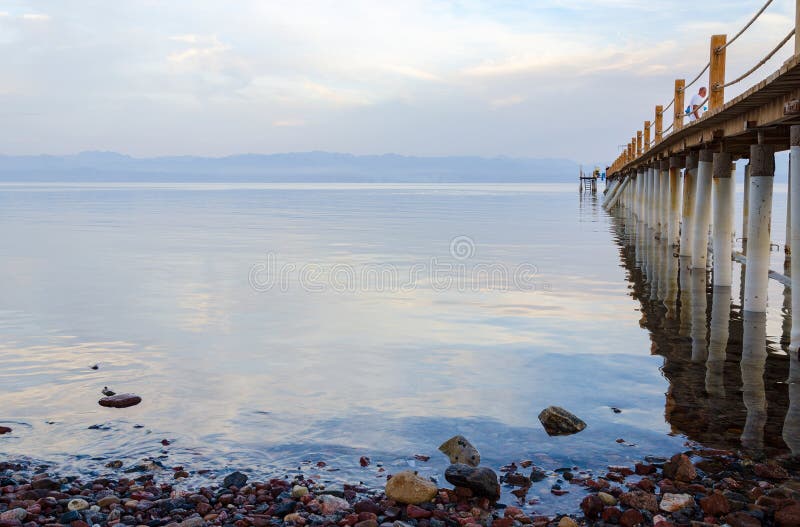 Quiet evening on the shore of the Gulf of Aqaba royalty free stock photo