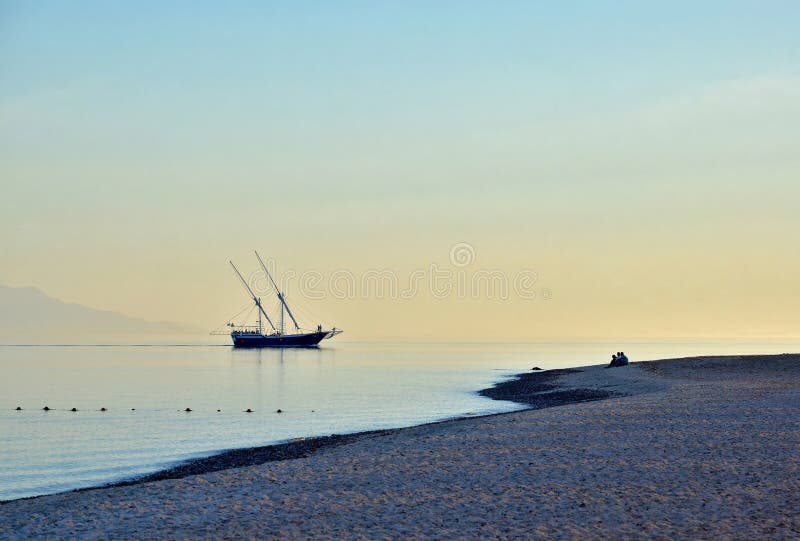 Quiet evening on the shores of the Gulf of Aqaba stock images