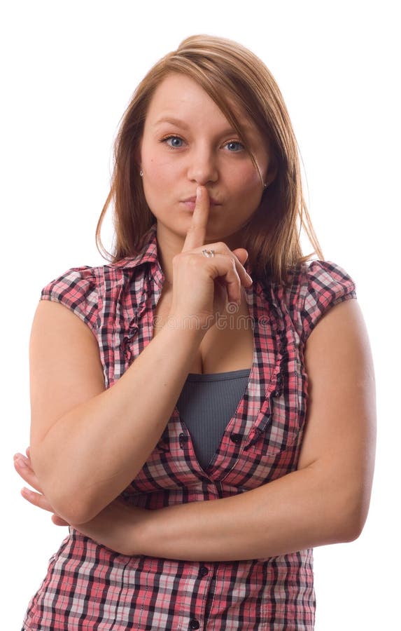 Quiet gesture. stock image