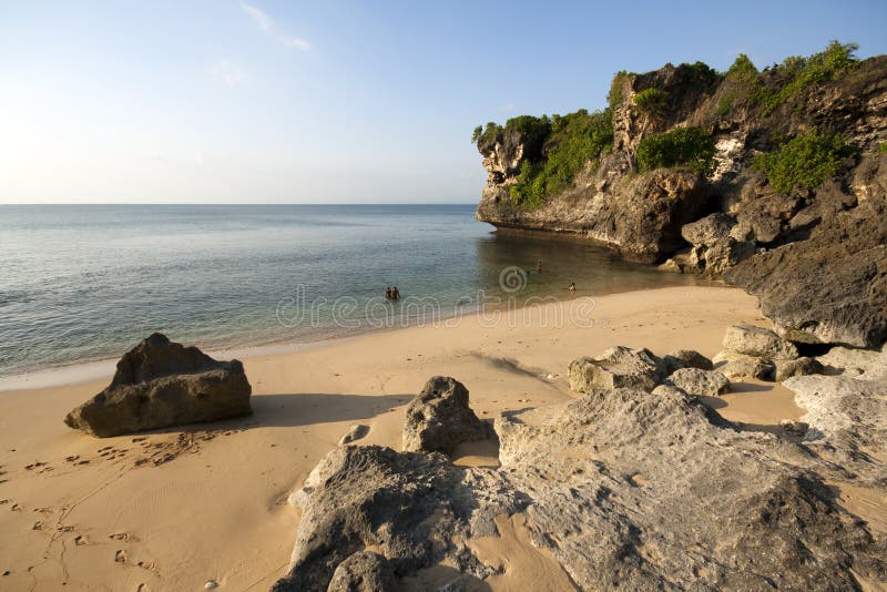 Quiet and rocky beach in Bali