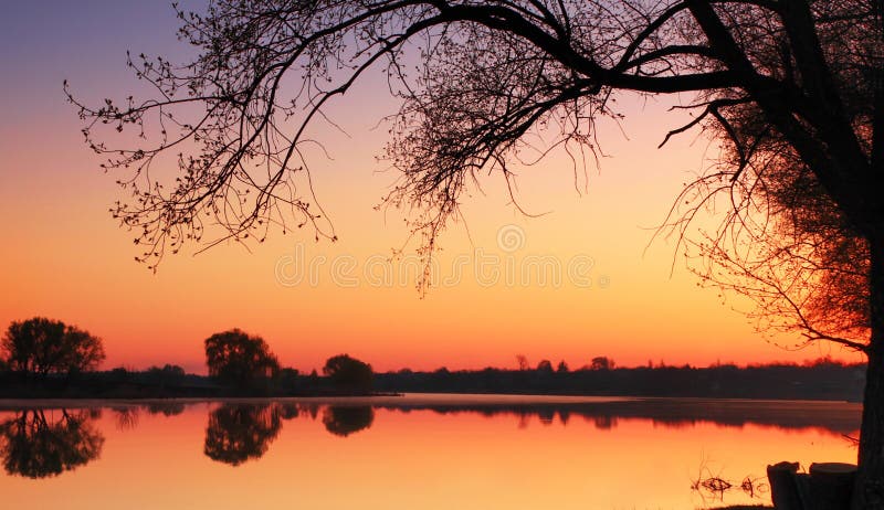 Quiet spring sunrise stock photography
