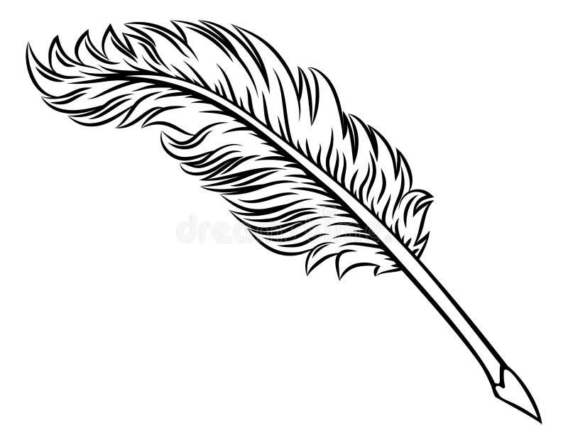 Quill Feather Ink Pen And Inkwell Vintage Woodcut Stock Illustration -  Download Image Now - Quill Pen, Fountain Pen, Ink - iStock