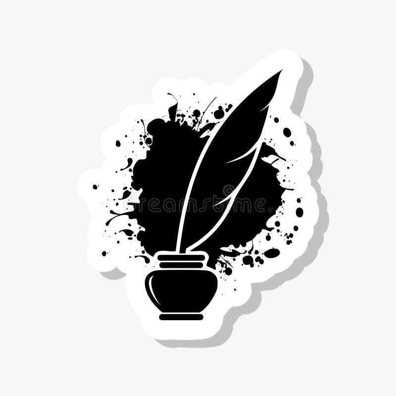 Quill Ink Icon on White Background. Classic Feather Quill Illustration  Stock Illustration - Illustration of antique, paint: 176024638