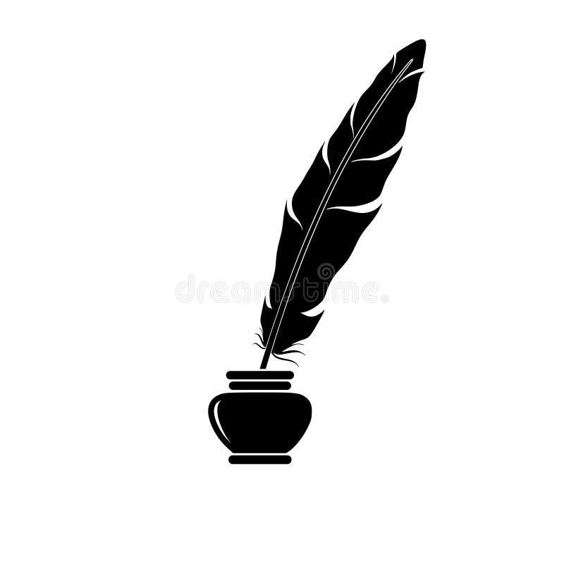 Quill Ink Icon on White Background. Classic Feather Quill Illustration  Stock Illustration - Illustration of antique, paint: 176024638