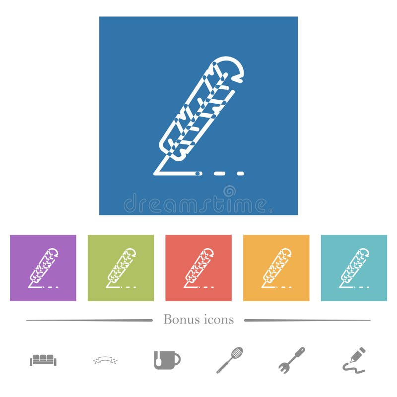 Quill outline flat white icons in square backgrounds stock illustration