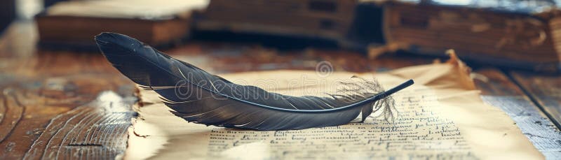 A quill pen, its tip splitting the page between past and future, guiding users through stories untold , clean sharp focus vector illustration