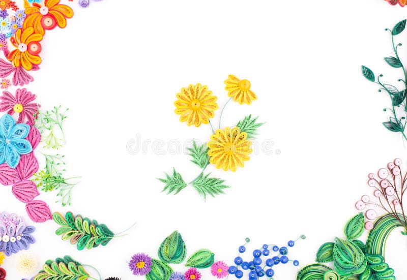 Quilling di carta, fiori di carta variopinti royalty illustrazione gratis Quilling di carta, fiori di carta variopinti royalty illustrazione gratis