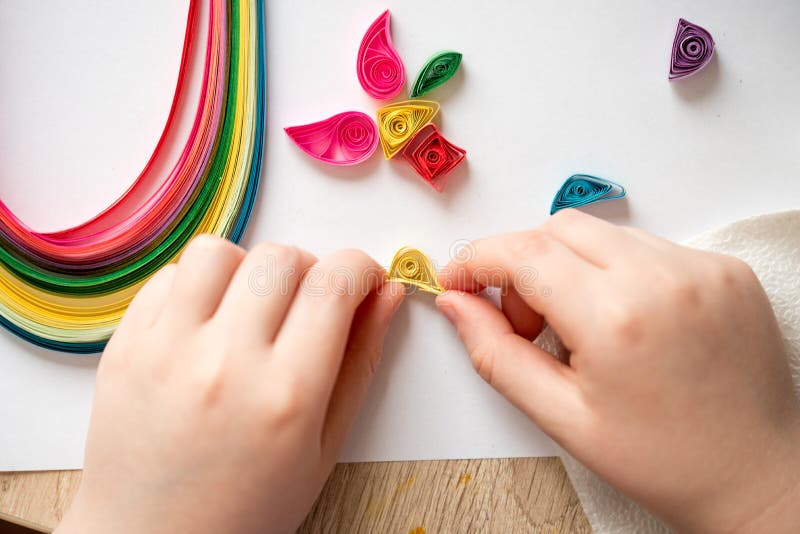 Quilling Technique Making Decorations Or Greeting Card Paper Strips Flower  Scissors Handmade Crafts On Holiday Birthday Mothers Or Fathers Day March 8  Wedding Childrens Diy Concept Stock Photo - Download Image Now - iStock