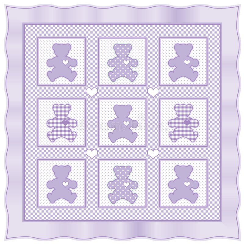 Quilt do urso da peluche de +EPS, alfazema ilustração do vetor Quilt do urso da peluche de +EPS, alfazema ilustração do vetor
