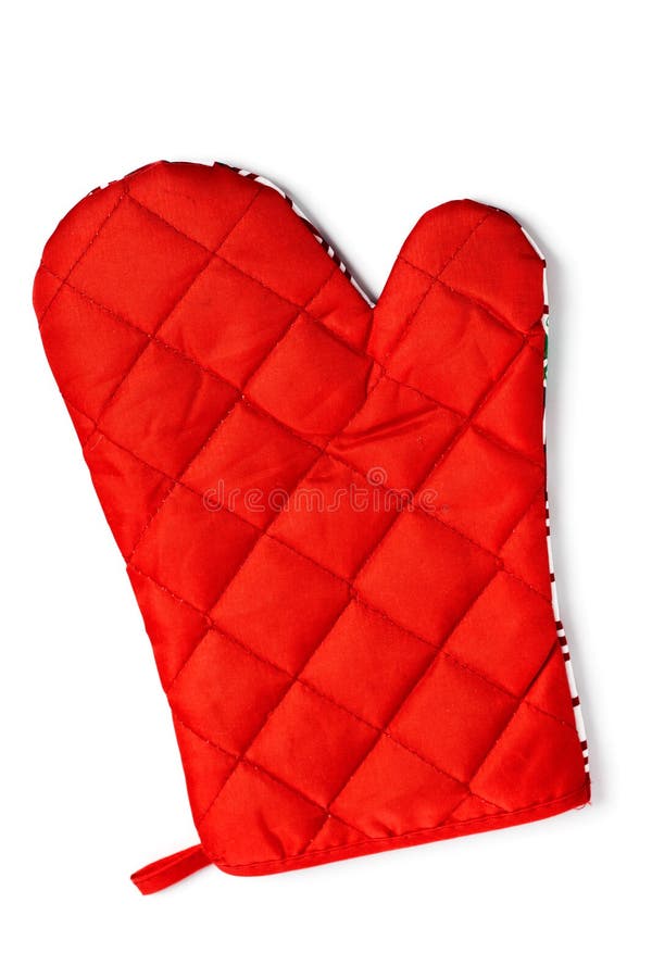 Quilted red heat protective mitten isolated royalty free stock photos Quilted red heat protective mitten isolated royalty free stock photos