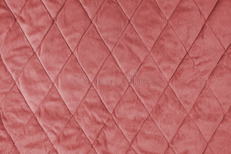 Quilted Red Velours Fabric Background, Wrinkled Soft Blanket Surface