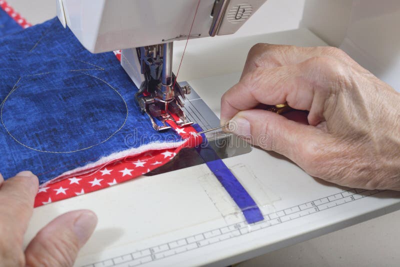 Hand binding quilt stock photo. Image of stitching, backing 12945092