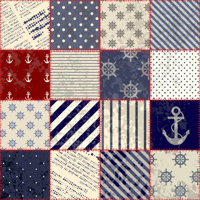 Quilting Design in Nautical Style Stock Vector Illustration of cloth