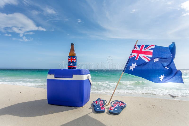 Quinessentially australiano - cerveza de las correas del esky fotos de archivo Quinessentially australiano - cerveza de las correas del esky fotos de archivo