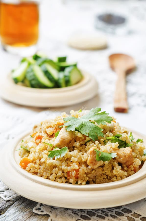 Quinoa Pilaf with Chicken and Vegetables Stock Image - Image of ...