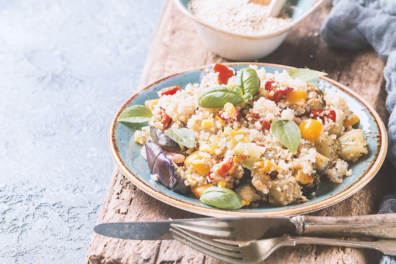 Quinoa Salad. Superfoods Concept. Stock Photo Image of corn, pepper
