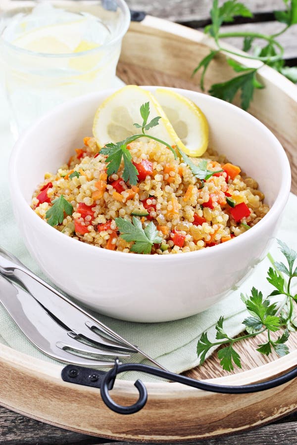 Quinoa Salad with Vegetables,herbs and Lemon. Stock Photo - Image of ...