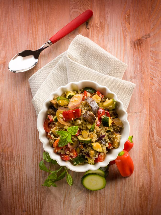 Quinoa Sald with Vegetables, Stock Photo Image of peas, background