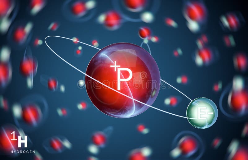 3D model of hydrogen 1H molecule. The most common isotope of hydrogen is protium 1H, which has an atom with the simplest possible structure - it consists of one proton and one electron. 3D rendering. 3D model of hydrogen 1H molecule. The most common isotope of hydrogen is protium 1H, which has an atom with the simplest possible structure - it consists of one proton and one electron. 3D rendering.