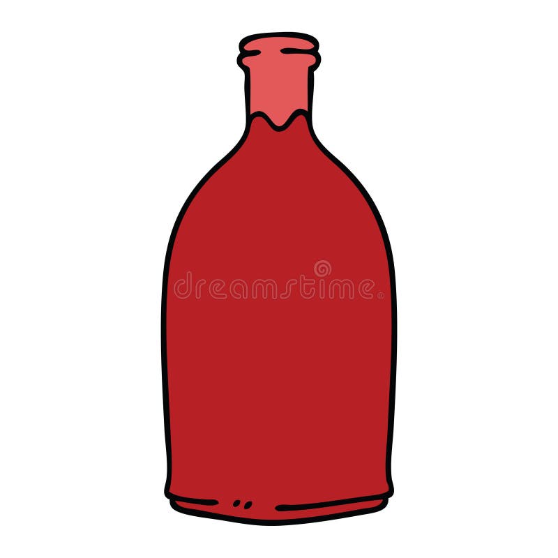 quirky hand drawn cartoon red wine bottle