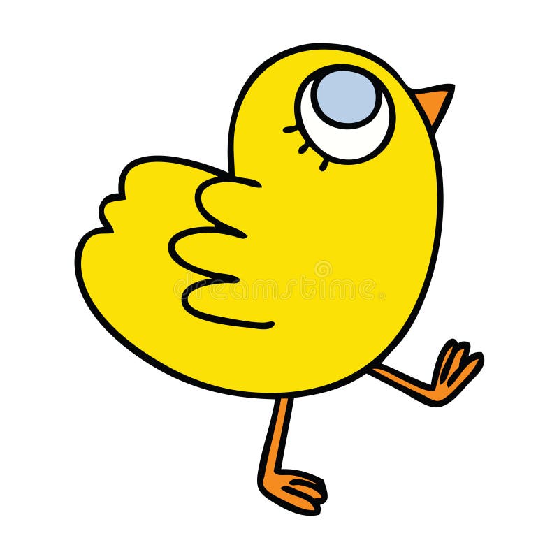 quirky hand drawn cartoon yellow bird