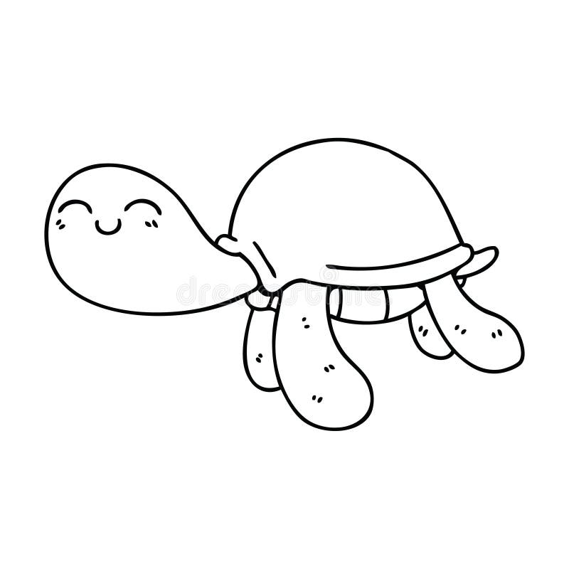 Quirky Line Drawing Cartoon Turtle Stock Vector - Illustration of quirky,  line: 147735086