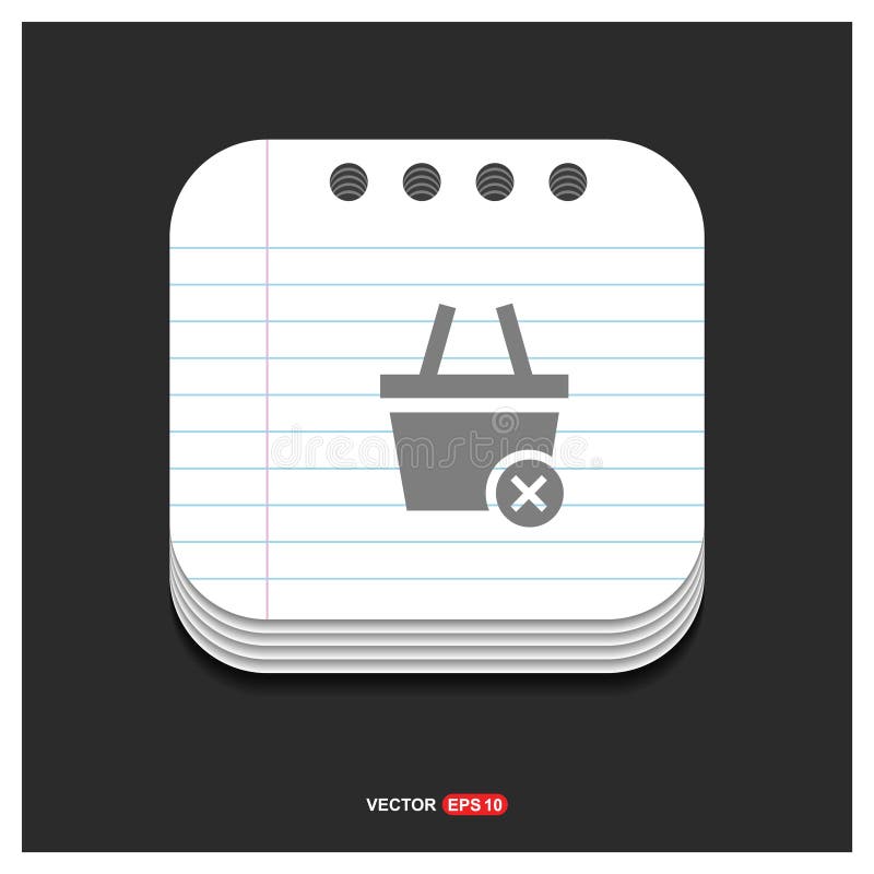 Quite de icono gris del icono de la cesta en la plantilla Vect del estilo de la libreta stock de ilustración Quite de icono gris del icono de la cesta en la plantilla Vect del estilo de la libreta stock de ilustración