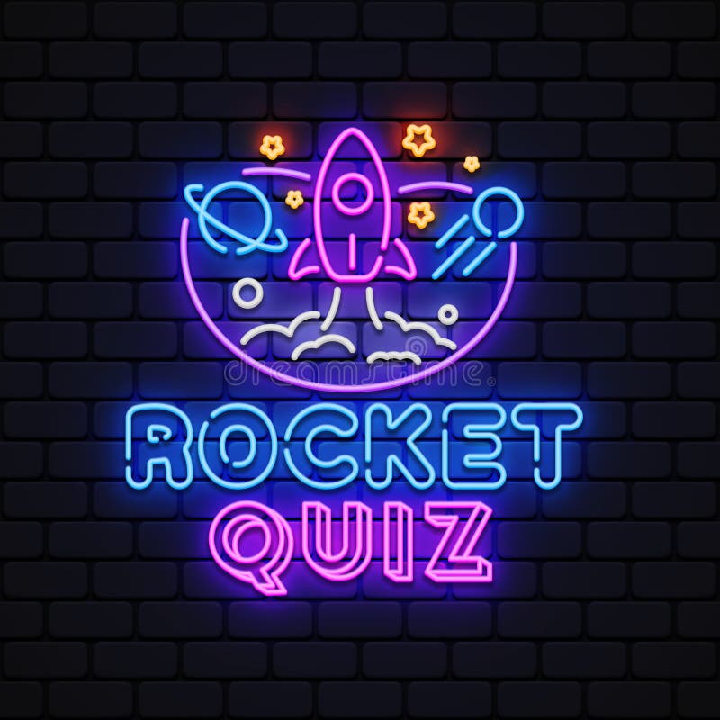 Quiz Neon Sign Vector. Pronto para uma inscrição Quiz néon, modelo de  design, design moderno tendência