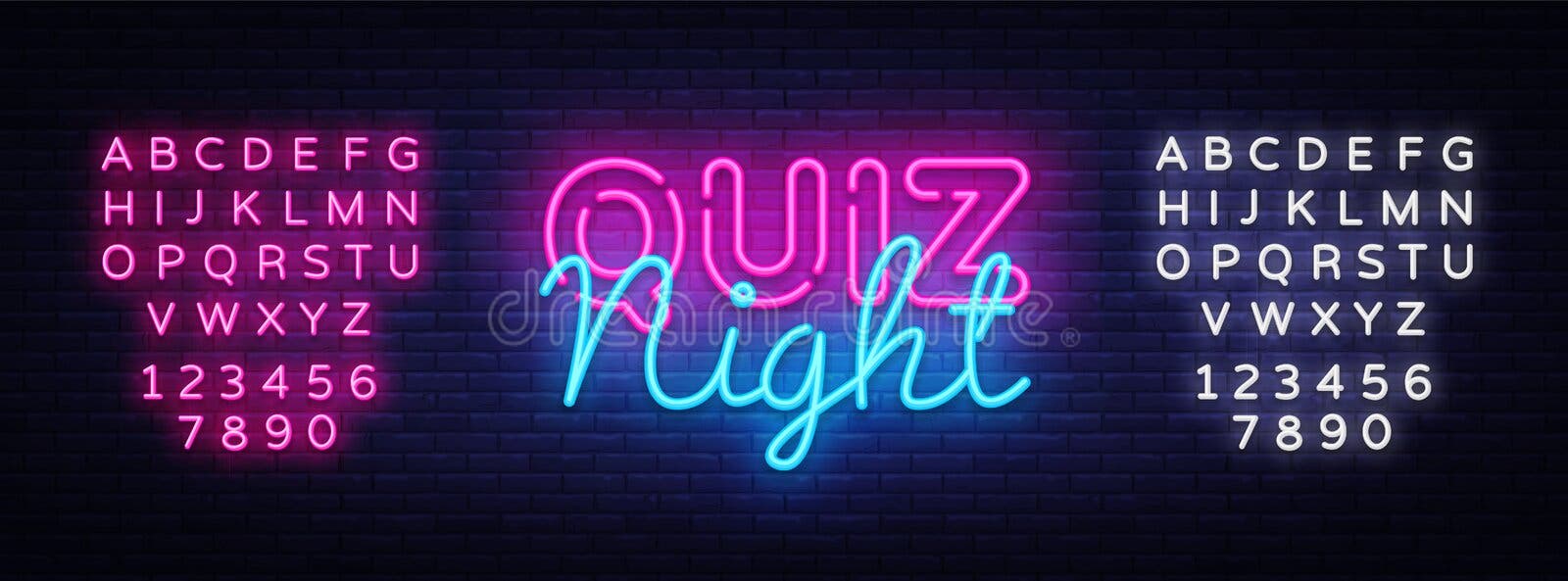 Quiz Neon Sign Vector. Pronto para uma inscrição Quiz néon, modelo de  design, design moderno tendência