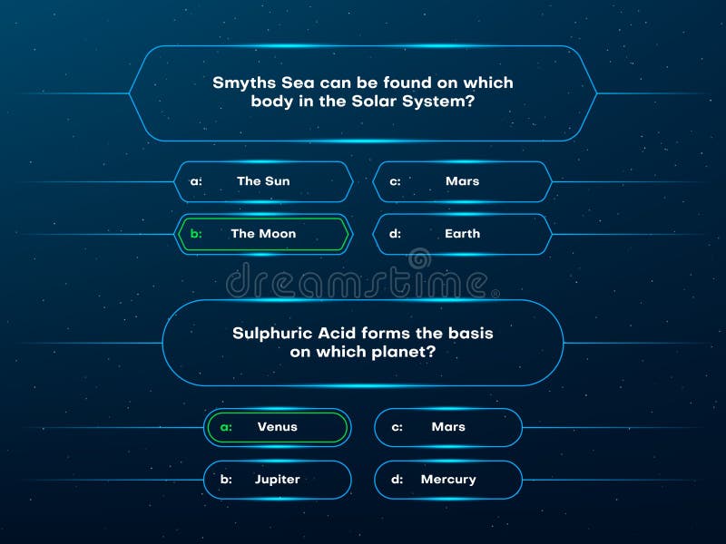 Perguntas Do Questionário E Escolha Do Menu De Teste, Fundo Da Interface Do  Usuário Do Vetor. Trivia Quiz Show Questions And Answers Option Menu With  Bubble Frames Layout For Intelectual Test Game