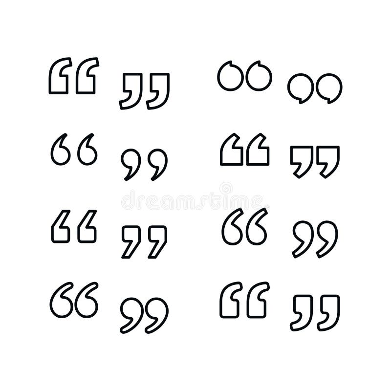 Quotation Mark Set of Line Art Quotation Marks Punctuation Marks Quotation Mark Set of Line Art Quotation Marks Punctuation Marks