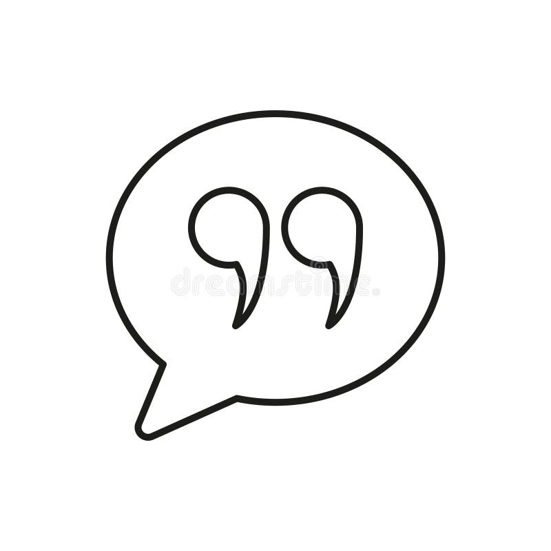 Quotation Marks In Speech Bubble Line Icon. Communication, Quoting, And Dialogue Representation Outline Symbol. Text And Conversation Emphasis. Editable Stroke. Isolated Vector Illustration.